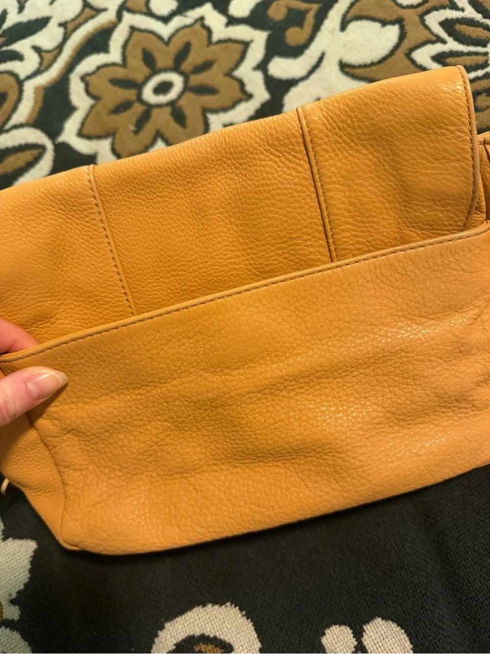Tory Burch Camel/Tan Pebbled Leather Shoulder Bag with Gold Chain